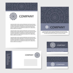 Business cards collection. Ornament for your design with lace mandala. Vector background. Indian, Arabic, Islam motifs.