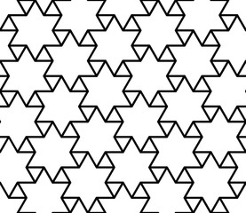 Vector modern seamless geometry pattern stars, black and white abstract geometric background, pillow print, monochrome retro texture, hipster fashion design