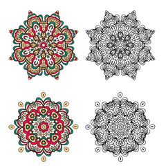 Set of abstract design elements. Round mandalas in vector. Graphic template for your design. Decorative retro ornament.