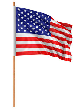 Highres 3d rendering of US flag with fabric surface texture.