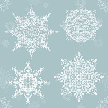 Abstract snowflake. Vector Mandala for christmas. Graphic template for your design.