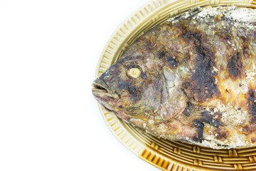 fish grilled with salt on background,Thai food