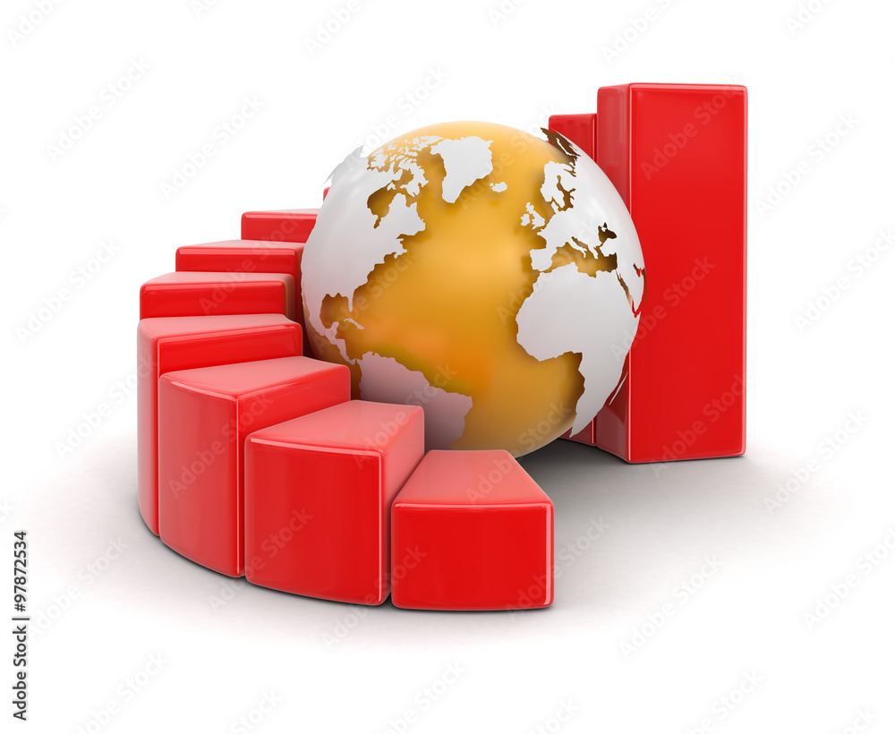 Poster 3d globe with graph. image with clipping path