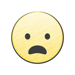 Stirnrunzelndes Gesicht mit offenem Mund