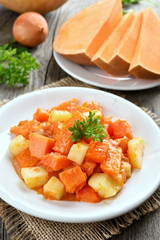 Stew dish with pumpkin and potatoes