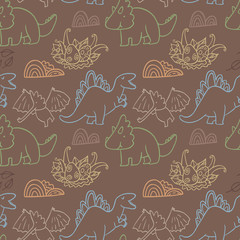 Adorable dinosaurs. Seamless pattern for wallpapers, pattern fills, web page backgrounds,surface textures, scrapbook pages