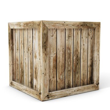 3d old wooden crate