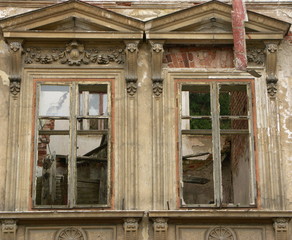 two windows of an old ruined villa
