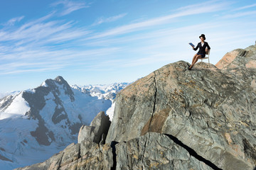 Girl in black cylinder
