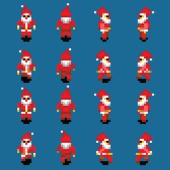Santa Claus walk animation, four directions, retro video game pixel style - 97876376