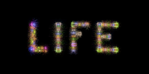 Life colorful sparkling fireworks horizontal black sky backgroun