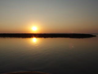 Podersdorf am See mit Sonnenuntergang