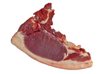 Raw pork meat taken closeup.Isolated.