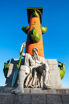 Rostral column with Neptune statue, St Petersburg, Russia