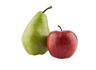 pear and ripe red apple