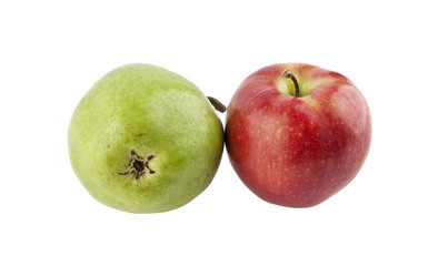 green pear and ripe red apple