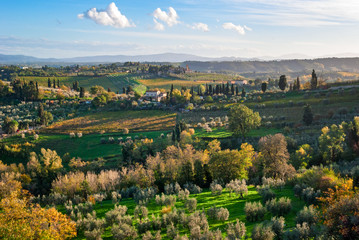 Naklejka premium Tuscany landscape near San Gimignano