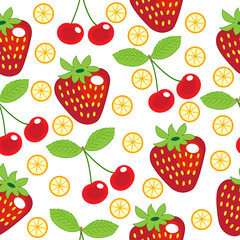 strawberry, cherry, lemon seamless pattern
