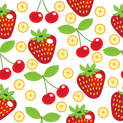 strawberry, cherry, lemon seamless pattern
