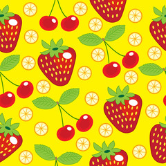strawberry, cherry, lemon seamless pattern
