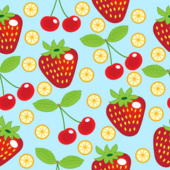 strawberry, cherry, lemon seamless pattern
