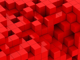 3d illustration of red cubes