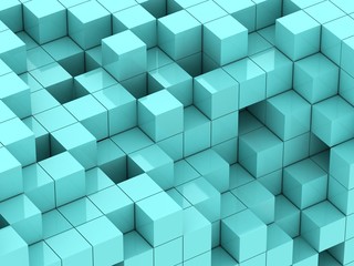 3d illustration of turquoise cubes