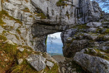 stone window in the mountains