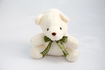 white bear doll  happy new year on white background
