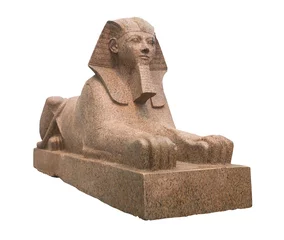 Fotobehang Ancient egyptian sphinx isolated on white © kmiragaya