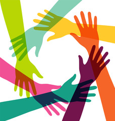 Creative Colorful Hand Connection with Teamwork