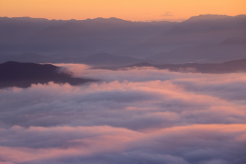 Mountain and mist in morning