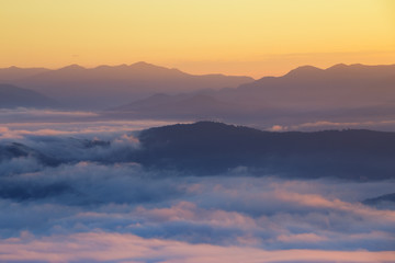 Mountain and mist in morning