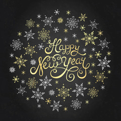 Fototapeta na wymiar Happy New Year hand lettering for invitation and greeting card. 
