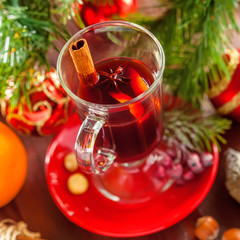 Mulled wine by Christmas tree.