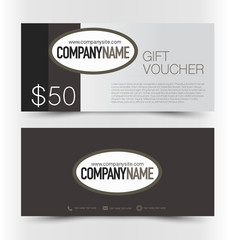 Gift card voucher. Business banner template. Brown color.