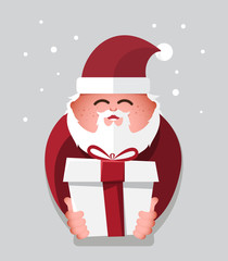 Flat santa claus with gift charactor. vector illustration.