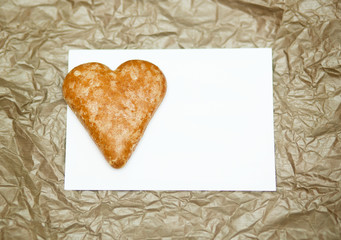 cookies in the form of heart on a paper background