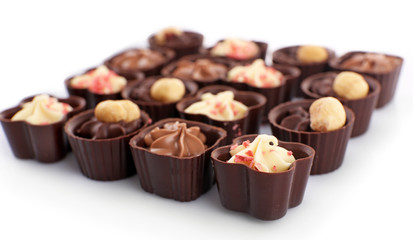 Chocolate sweets isolated on white