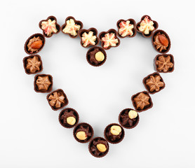 Chocolate sweets isolated on white