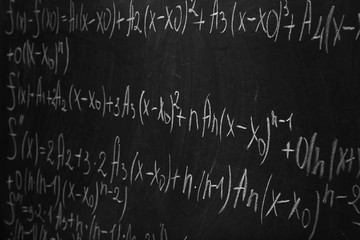 School blackboard with formulas