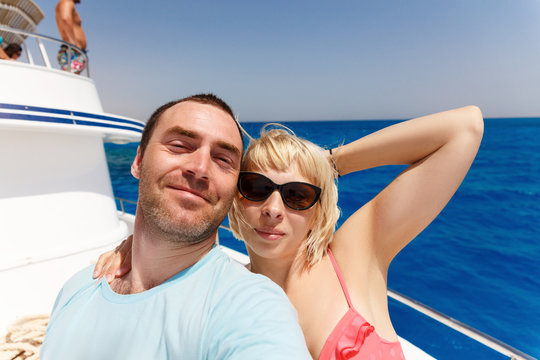 Cruise ship couple taking selfie