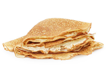fresh hot blinis or crepes isolated on white