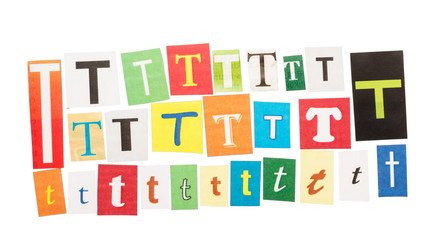 The set of letters T cut from Newspapers