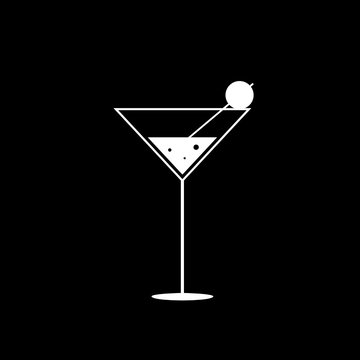 martini black and white vector