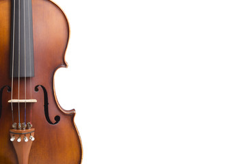 Naklejka premium Old violin on white background.
