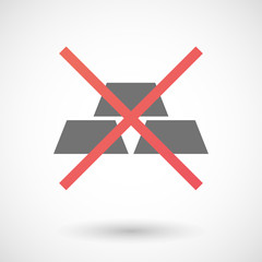 Not allowed icon with three gold bullions