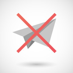 Not allowed icon with a paper plane