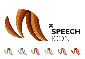 Set of abstract speech bubble and cloud icons, business logotype concepts, clean modern geometric design