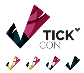 Set of abstract OK and tick icons, business logotype concepts, clean modern geometric design